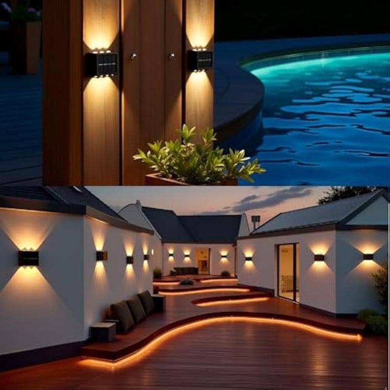 MWS-ForCamping 6 Led Solar Up Down Wall Lights, 2 Pack Warm White Illuminate Outdoor Wall Lamps for House,Small Exterior Light Fixture Waterproof Nordic Style Lighting Decor for Home Garden Porch - Image 5